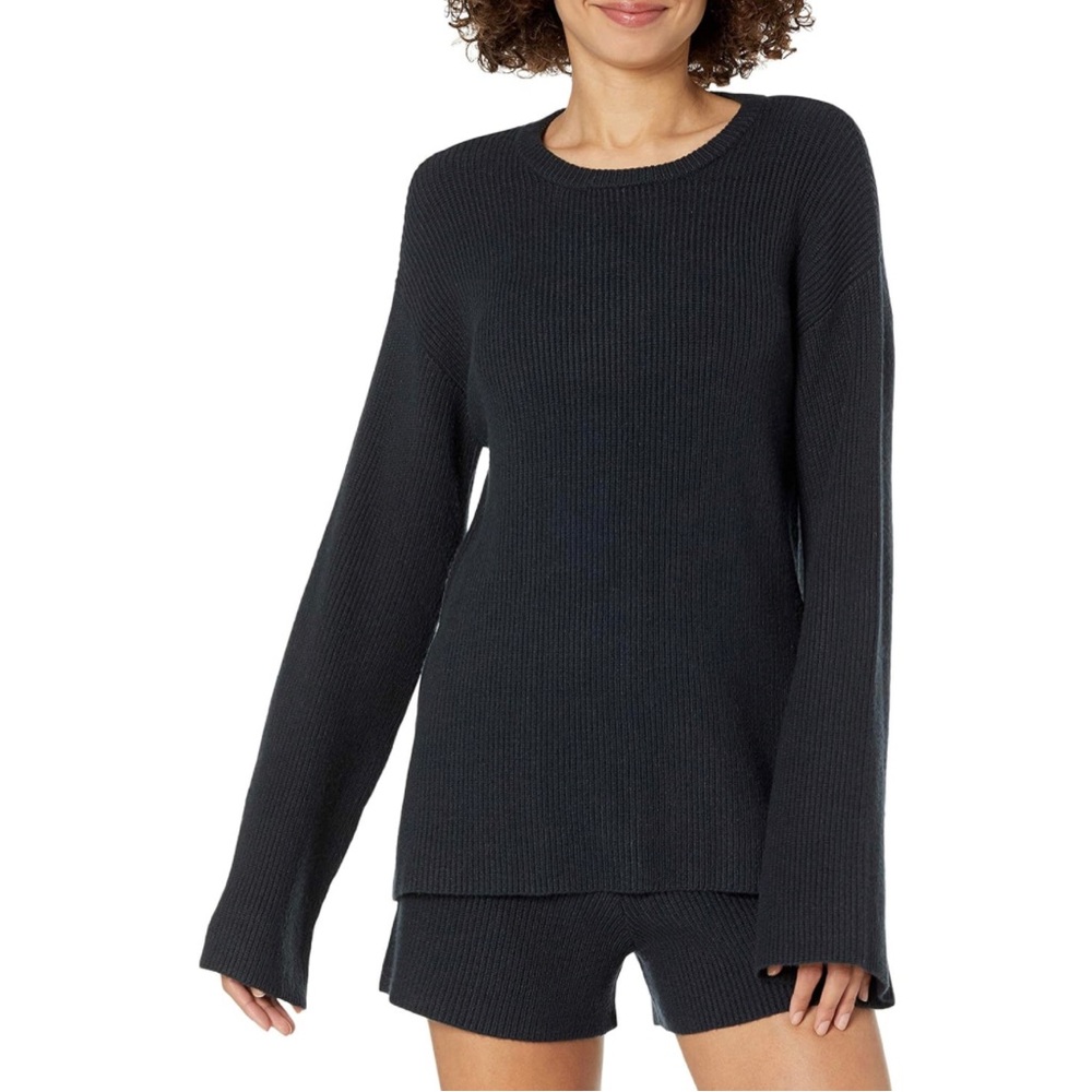 The Drop Women's Alice Crewneck Back-Slit Ribbed Pullover Sweater